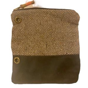 Handmade Tweed and faux leather binder pencil case